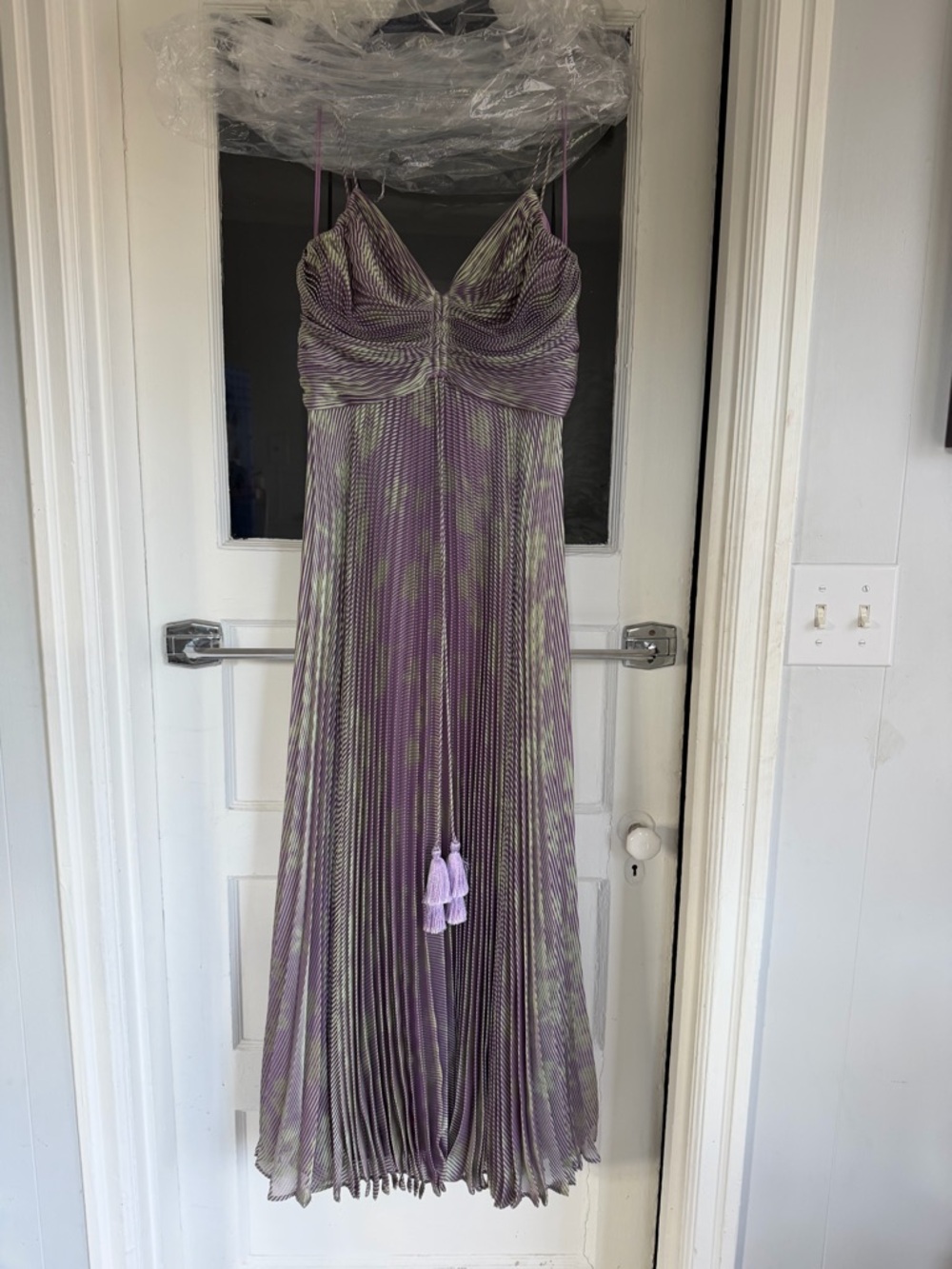 SOLD. Alexis Lavender Pleated Spaghetti-Strap Maxi Dress - Picture 5 of 7